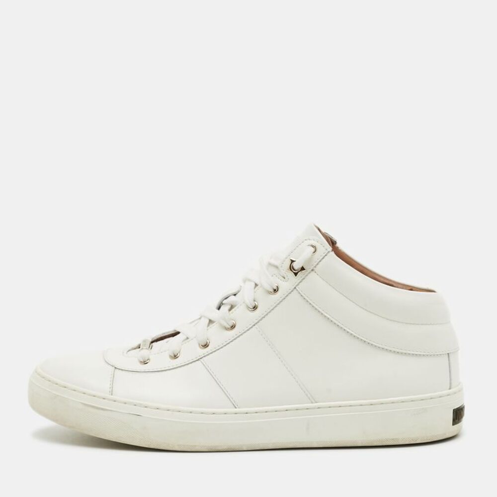 Jimmy Choo Size 41 White Leather Lace Up Sneakers